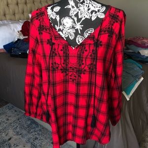 SOHO red plaid top